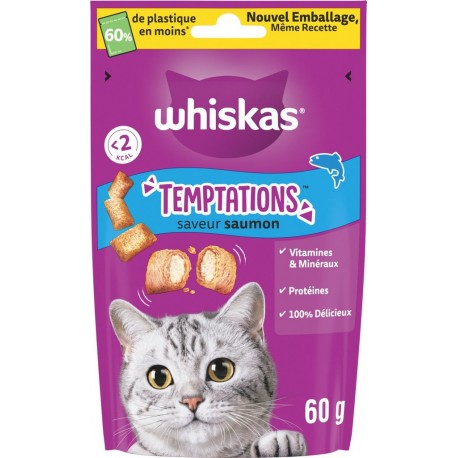 WHISKAS Friandises Pour Chat Adulte Saveur Saumon 60g