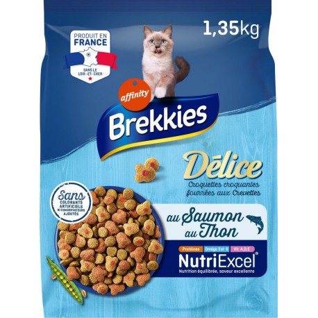 BREKKIES Coquettes pour Chat au Saumon et Thon la sac de 1.35Kg