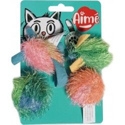 AIME Jouets pour chat souris et balles colorés lot de 4 jouets