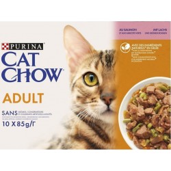 G Purina Cat Chow Chat Adult Saumon Et Haricots Verts 10 Sachets 85 les 10 sachets de 85g