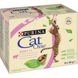 X G Pâtée Purina Cat Chow Adult Agneau Et Haricots Verts 10 X 85g