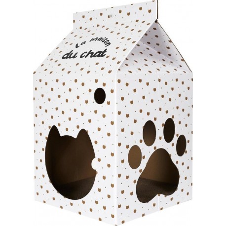 NC Maison En Carton Pour Chat H.55cm Avec Fond Griffoir