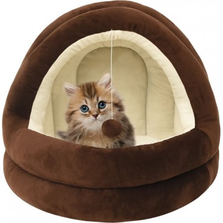 NC Lit Pour Chat 40x40x35 Cm Marron Et Crème Vidaxl