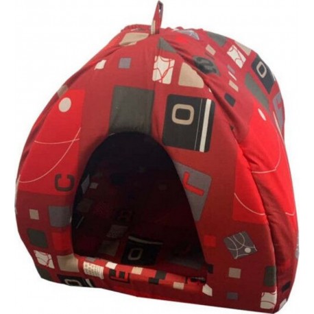 Igloo À Chat Zolux Rouge Avec Motifs 409521rgm