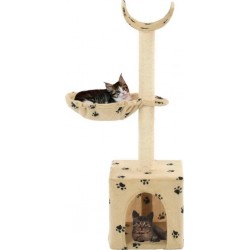 NC Arbre À Chat Griffoir Grattoir Niche Jouet Animaux Peluché En Sisal 105 Cm Beige Moti