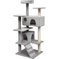 NC Arbre À Chat Griffoir Grattoir Niche Jouet Animaux Peluché En Sisal 125 Cm Gris 37022