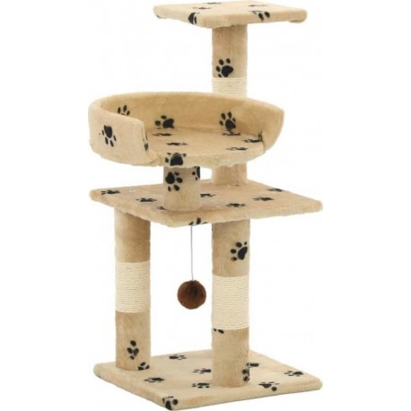 NC Arbre À Chat Griffoir Grattoir Niche Jouet Animaux Peluché En Sisal 65 Cm Beige Motif