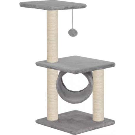 NC Arbre À Chat Griffoir Grattoir Niche Jouet Animaux Peluché En Sisal 65 Cm Gris 370227