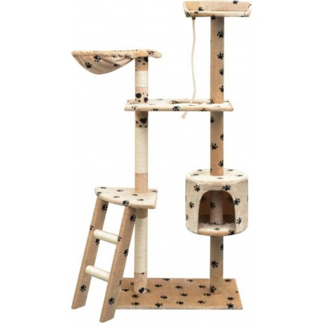 NC Arbre À Chat Griffoir Grattoir Niche Jouet Animaux Peluché Et Sisal 150 Cm Empreintes