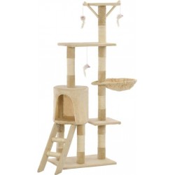 NC Arbre À Chat Griffoir Grattoir Niche Jouet Animaux Peluché En Sisal 138 Cm Beige 3702