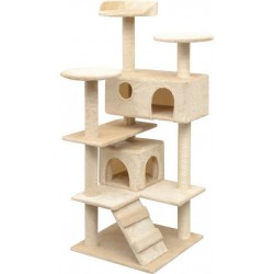 NC Arbre À Chat Griffoir Grattoir Niche Jouet Animaux Peluché En Sisal 125 Cm Beige 3702