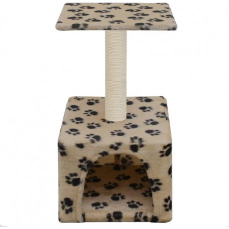 NC Arbre À Chat Griffoir Grattoir Niche Jouet Animaux Peluché En Sisal 55 Cm Beige Motif