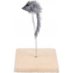 NC Jouet Pour Chat souris Ressort Sur Plateau 16cm Gris