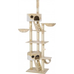 Arbre À Chat Griffoir Escalade 240 À 260 Cm Et Système Anti-basculement Inclus Beige/blanc