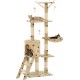 NC Arbre À Chat Avec Griffoir En Sisal 138cm Beige Motif De Pattes Vidaxl