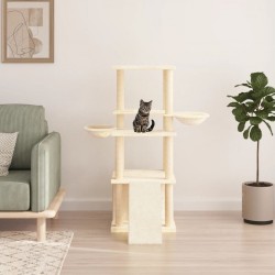 NC Arbre À Chat Avec Griffoirs En Sisal Crème 133 Cm Vidaxl