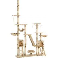 NC Arbre À Chat Et Griffoirs 230-250 Cm Empreintes De Pattes Beige Vidaxl