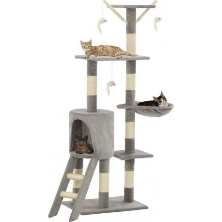 NC Arbre À Chat Avec Griffoirs En Sisal 138 Cm Gris Vidaxl