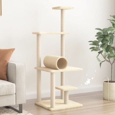 NC Arbre À Chat Avec Griffoirs En Sisal Crème 136 Cm Vidaxl