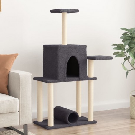 Arbre À Chat Avec Griffoirs En Sisal Gris Foncé 122 Cm Vidaxl