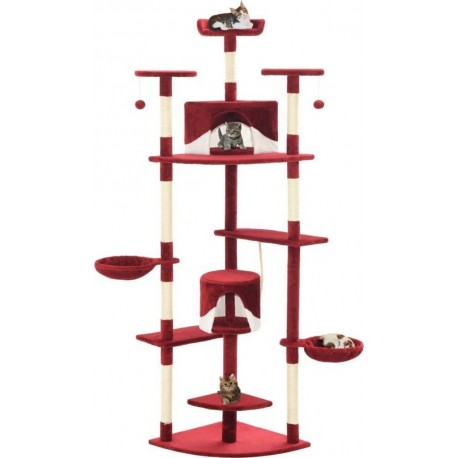 Arbre À Chat Avec Griffoirs En Sisal 203 Cm Rouge Et Blanc Vidaxl