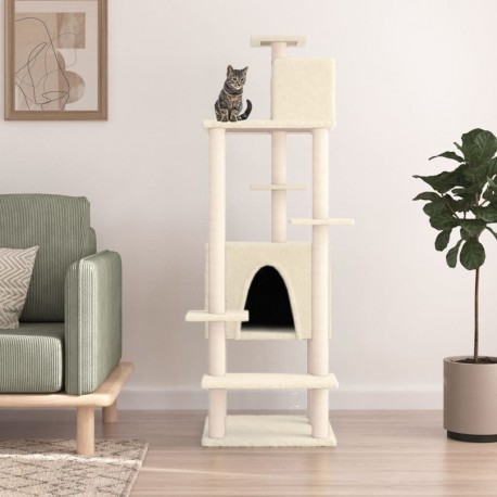 NC Arbre À Chat Avec Griffoirs En Sisal Crème 154 Cm Vidaxl