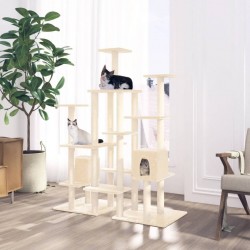 NC Arbre À Chat Avec Griffoirs En Sisal Crème 145 Cm Vidaxl