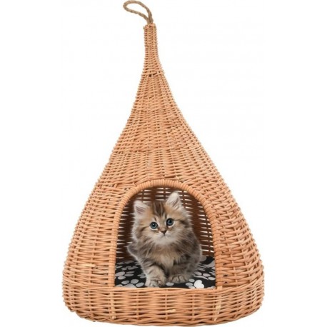 NC Panier Pour Chats Avec Coussin 40x60 Cm Saule Naturel Vidaxl