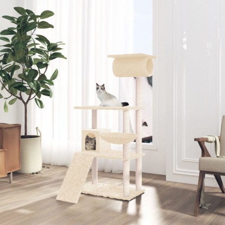 NC Arbre À Chat Avec Griffoirs En Sisal Crème 131 Cm Vidaxl