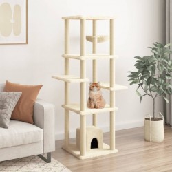 NC Arbre À Chat Avec Griffoirs En Sisal Crème 154 Cm Vidaxl