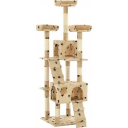 NC Arbre À Chat Et Griffoirs En Sisal 170 Cm Beige Motif De Pattes Vidaxl