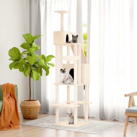 NC Arbre À Chat Avec Griffoirs En Sisal Crème 201 Cm Vidaxl