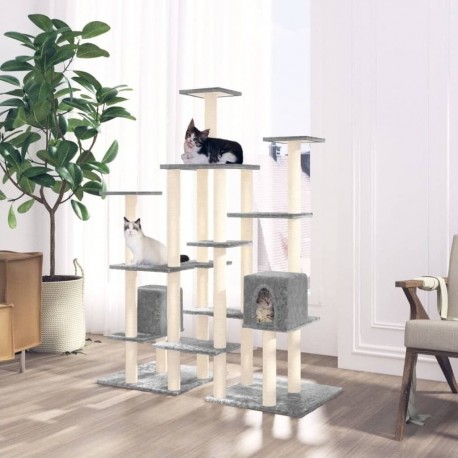 Clair Arbre À Chat Avec Griffoirs En Sisal Gris 145 Cm Vidaxl