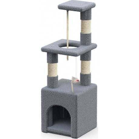 Vounot Arbre À Chat 88cm Avec Corde Griffoir Plateforme Niche Gris