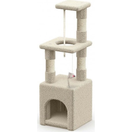 Vounot Arbre À Chat 88cm Avec Corde Griffoir Plateforme Niche Beige