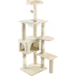 Vounot Arbre À Chat 138cm Avec Griffoir Plateforme Niche Et Capsule Spatiale Beige