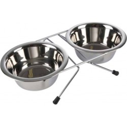 NC Lot De 2 Gamelles Pour Chien & Chat inox 21cm Argent