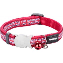 NC Collier Pour Chat Red Dingo Union Jack 20-32 Cm Rouge