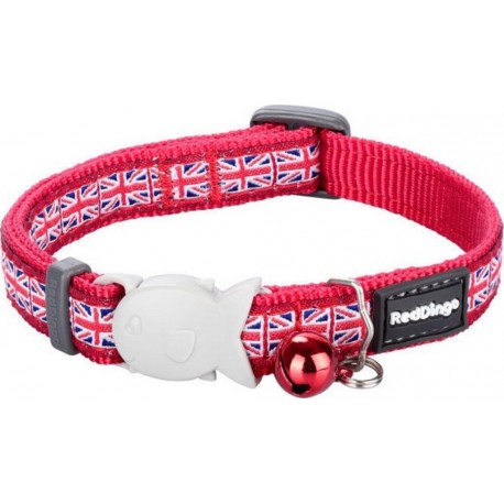 NC Collier Pour Chat Red Dingo Union Jack 20-32 Cm Rouge