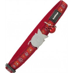 NC Collier Pour Chat Red Dingo Style Rouge Empreinte D'animal (20-32 Cm) (1,2 X 20-32 Cm)