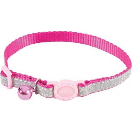 NC Collier Shiny Nylon Réglable De 17 À 30 Cm Rose Pour Chat Zolux