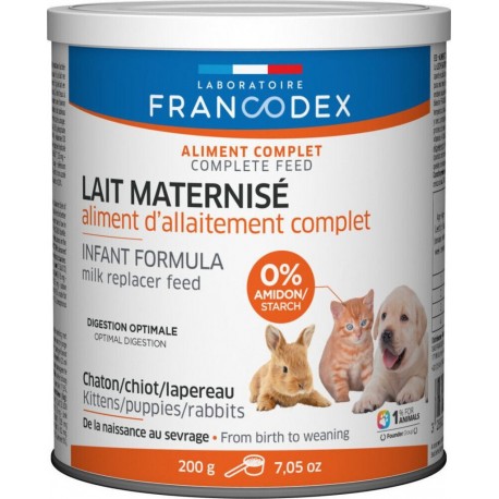 Lait Maternisé Complet 200 G Pour Chiot, Chaton, Lapereau Francodex