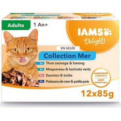 NC Sachets Iams Chat Adulte En Gelée Mer sea Collection 12 Sachets X 85g