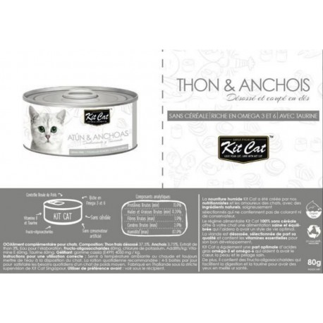 Kit Cat Thon Et Anchois Pour Chat Boite De 24 Conserves 80g