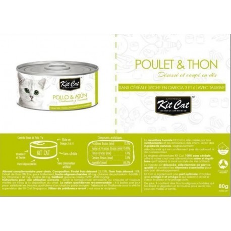 NC Kit Cat Poulet Et Thon Pour Chat Boite De 24 Conserves 80g