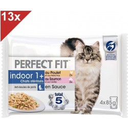 NC 52 Sachets Fraã®cheur Sauce Poulet Saumon Chat D'intã©rieur 85g (13x4) les 13 sachets de 4.42Kg