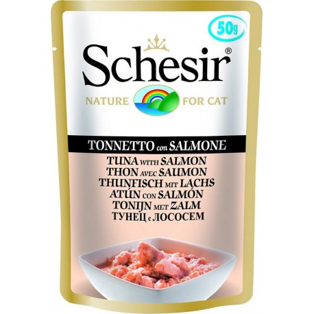 Patée En Sachet Humide Schesir Pour Chat 50 G Thon Saumon 50gr