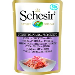 Patée En Sachet Humide Schesir Pour Chat 50 G Thon Jambon 50gr