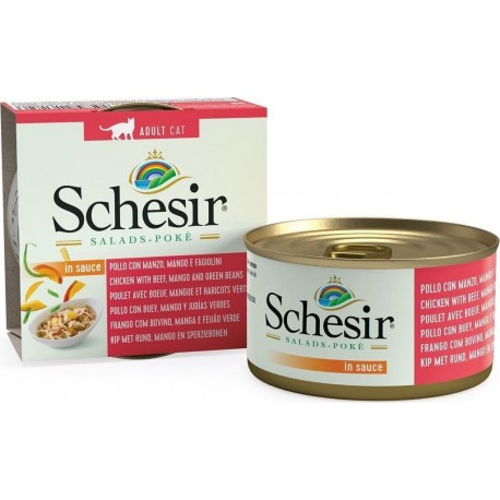 Schesir Chat Salads Pokè En Sauce Poulet, Bœuf & Haricots Verts 85 G 85g