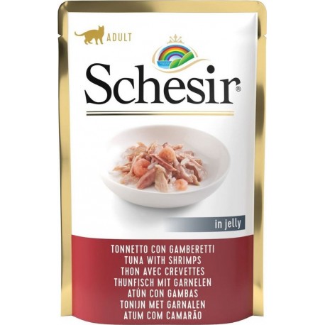 Schesir Chat Filets En Gelée Sachet 85 G Thon Crevettes 85g